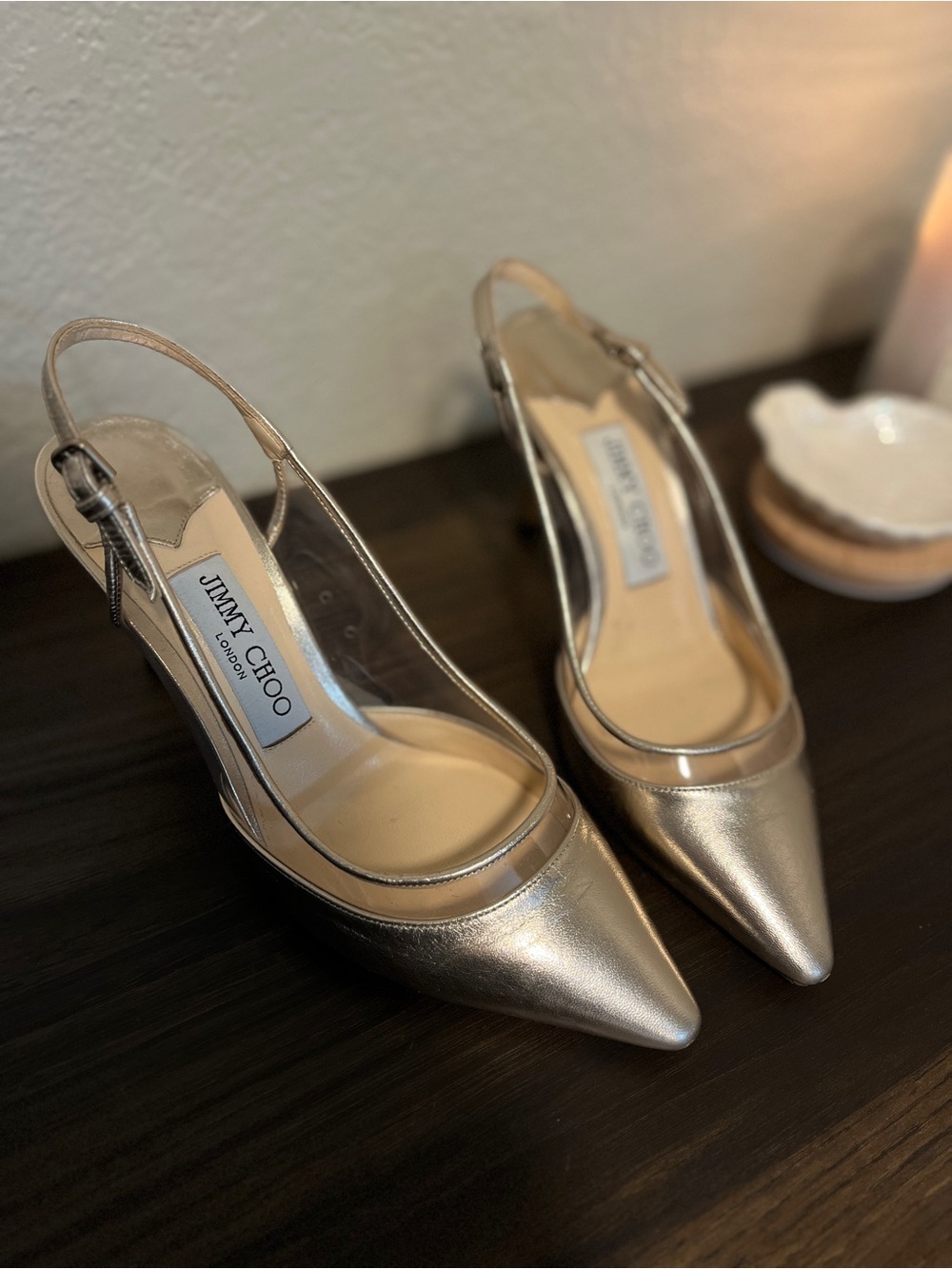 Jimmy Choo Women's Metallic Pointed-Toe Slingback Pumps - Silver